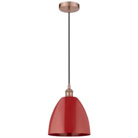 Plymouth Dome 9" Wide Copper Corded Mini Pendant w/ Red Shade Plymouth Dome 9" Wide Copper Corded Mini Pendant w/ Red Shade