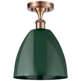 Plymouth Dome 9" Wide Copper Semi Flush Mount w/ Green Shade Plymouth Dome 9" Wide Copper Semi Flush Mount w/ Green Shade