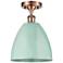 Plymouth Dome 9" Wide Copper Semi Flush Mount w/ Seafoam Shade