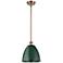 Plymouth Dome 9" Wide Copper Stem Hung Pendant w/ Green Shade