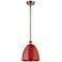 Plymouth Dome 9" Wide Copper Stem Hung Pendant w/ Red Shade