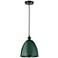 Plymouth Dome 9" Wide Oil Rubbed Bronze Corded Mini Pendant w/ Green S