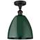 Plymouth Dome 9" Wide Oil Rubbed Bronze Semi Flush Mount w/ Green Shad