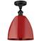 Plymouth Dome 9" Wide Oil Rubbed Bronze Semi Flush Mount w/ Red Shade