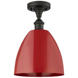 Plymouth Dome 9" Wide Oil Rubbed Bronze Semi Flush Mount w/ Red Shade Plymouth Dome 9" Wide Oil Rubbed Bronze Semi Flush Mount w/ Red Shade