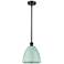 Plymouth Dome 9" Wide Oil Rubbed Bronze Stem Hung Pendant w/ Seafoam S
