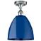 Plymouth Dome 9" Wide Polished Chrome Semi Flush Mount w/ Blue Shade