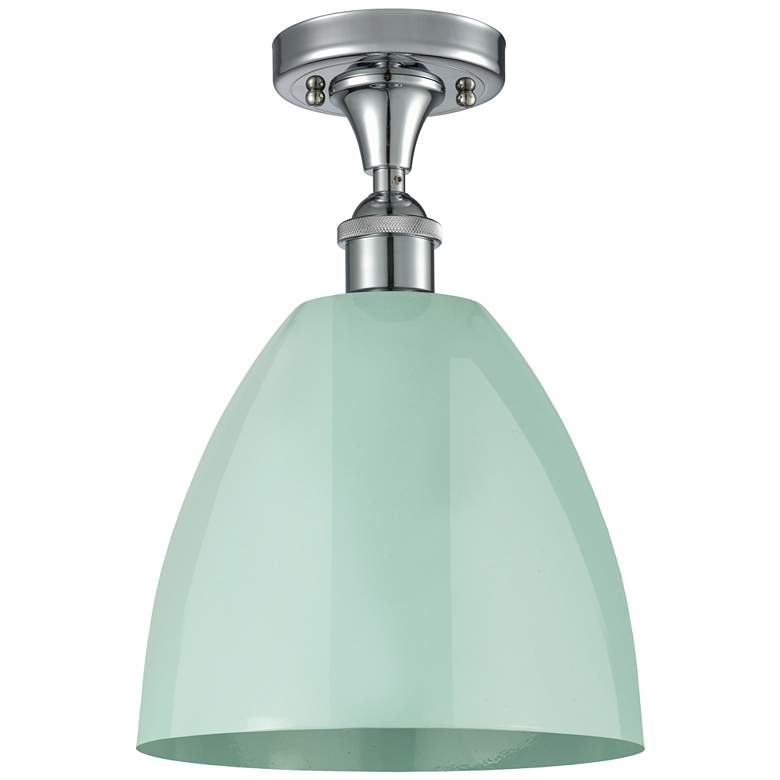 Image 1 Plymouth Dome 9" Wide Polished Chrome Semi Flush Mount w/ Seafoam Shad