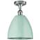 Plymouth Dome 9" Wide Polished Chrome Semi Flush Mount w/ Seafoam Shad
