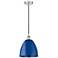 Plymouth Dome 9" Wide Polished Nickel Corded Mini Pendant w/ Blue Shad