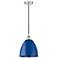 Plymouth Dome 9" Wide Polished Nickel Corded Mini Pendant w/ Blue Shad