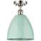 Plymouth Dome 9" Wide Polished Nickel Semi Flush Mount w/ Seafoam Shad