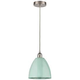 Image1 of Plymouth Dome 9"W Brushed Satin Nickel Corded Mini Pendant w/ Seafoam