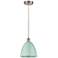 Plymouth Dome 9"W Brushed Satin Nickel Corded Mini Pendant w/ Seafoam