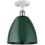 Plymouth Dome 9"W White and Polished Chrome Semi Flush Mount w/ Green 