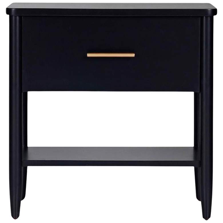 Image 1 Poala 24" Wide Solid Black Wood 1-Drawer Nightstand