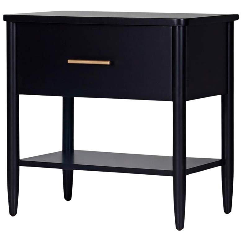 Image 4 Poala 24" Wide Solid Black Wood 1-Drawer Nightstand more views