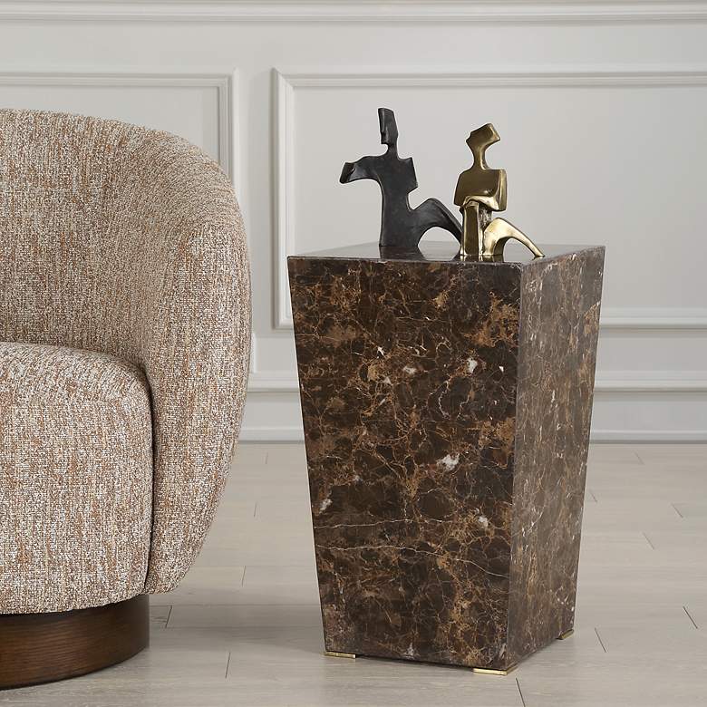 Image 1 Poe 22 3/4" Brown Marble Accent Table