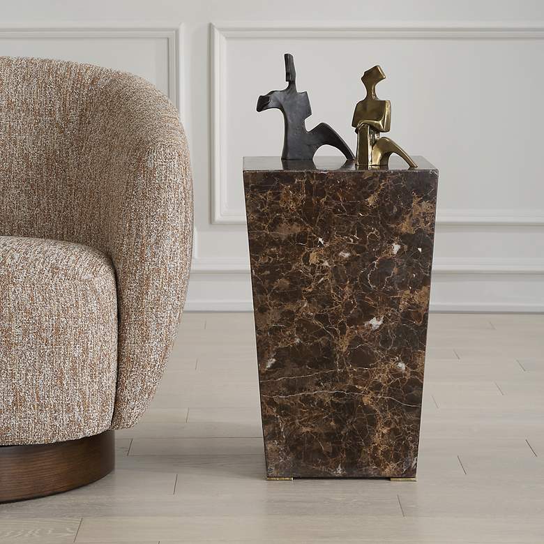 Image 3 Poe 22 3/4" Brown Marble Accent Table more views