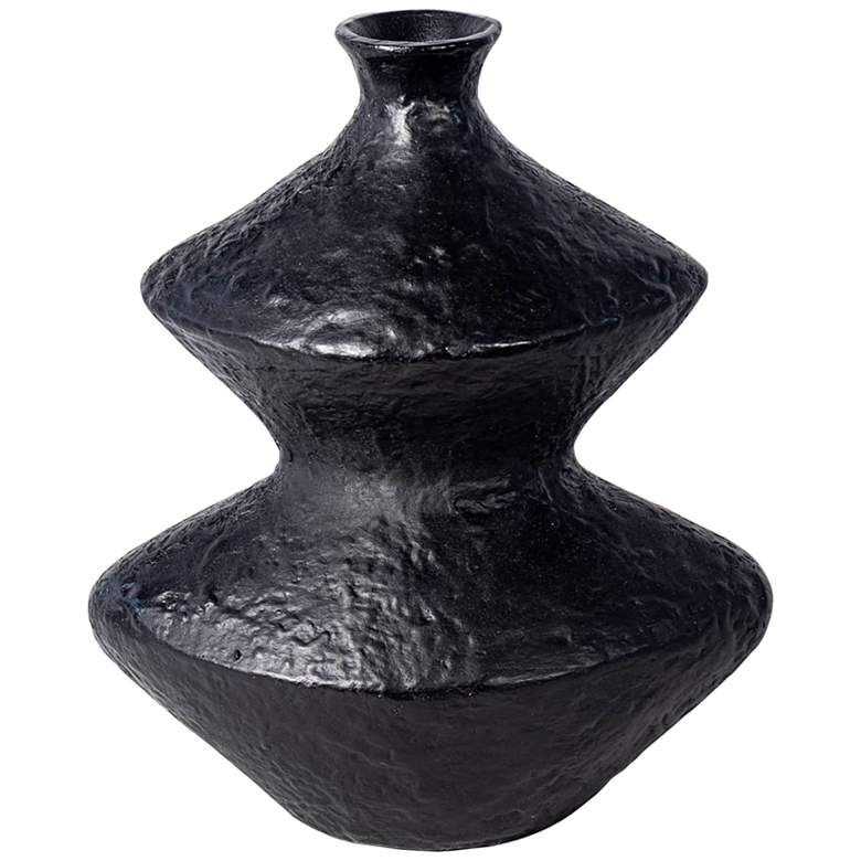 Image 1 Poe Black Aluminum 12" High Decorative Vase