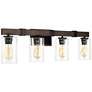 Poetry Collection 33 3/4" Wide Wood Grain 4-Light Bath Light