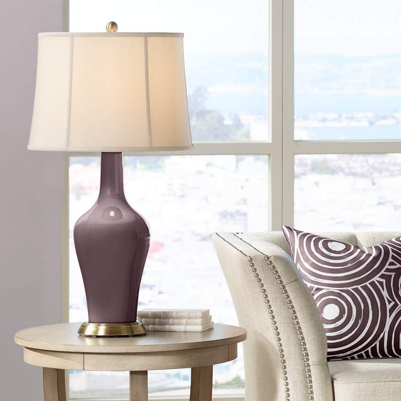 Image 1 Poetry Plum Fog Linen Shade Anya Table Lamp