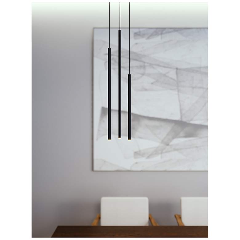 Image 3 Point 4 1/4" Wide Black Metal 3-Light LED Mini Pendant more views