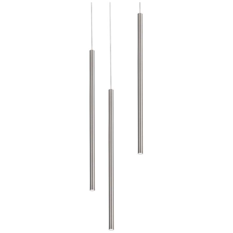 Image 1 Point 5 1/2"W Satin Nickel LED Cylinder Multi-Light Pendant