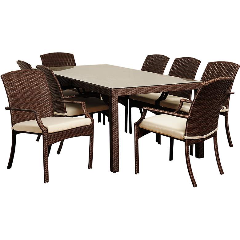 Image 1 Point Loma Brown Wicker 8-Piece Rectangular Patio Dining Set