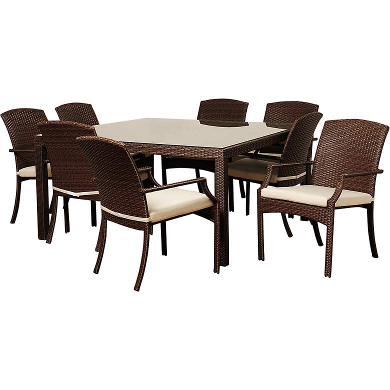 Image 1 Point Loma Brown Wicker 8-Piece Square Patio Dining Set