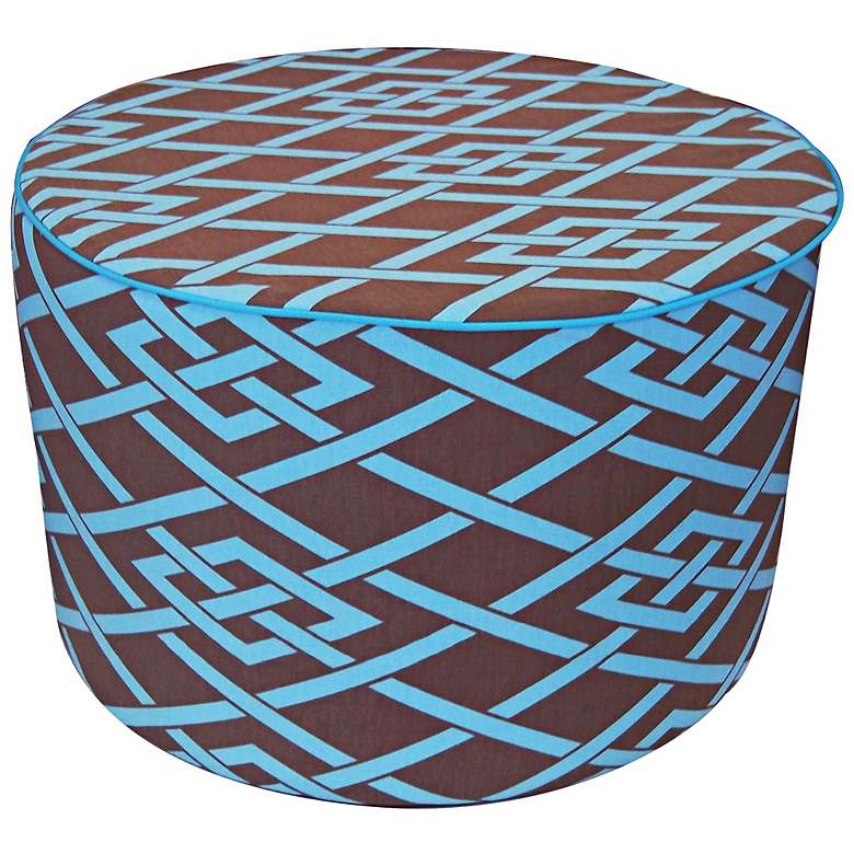 Image 1 Point Round Brown and Blue Ottoman