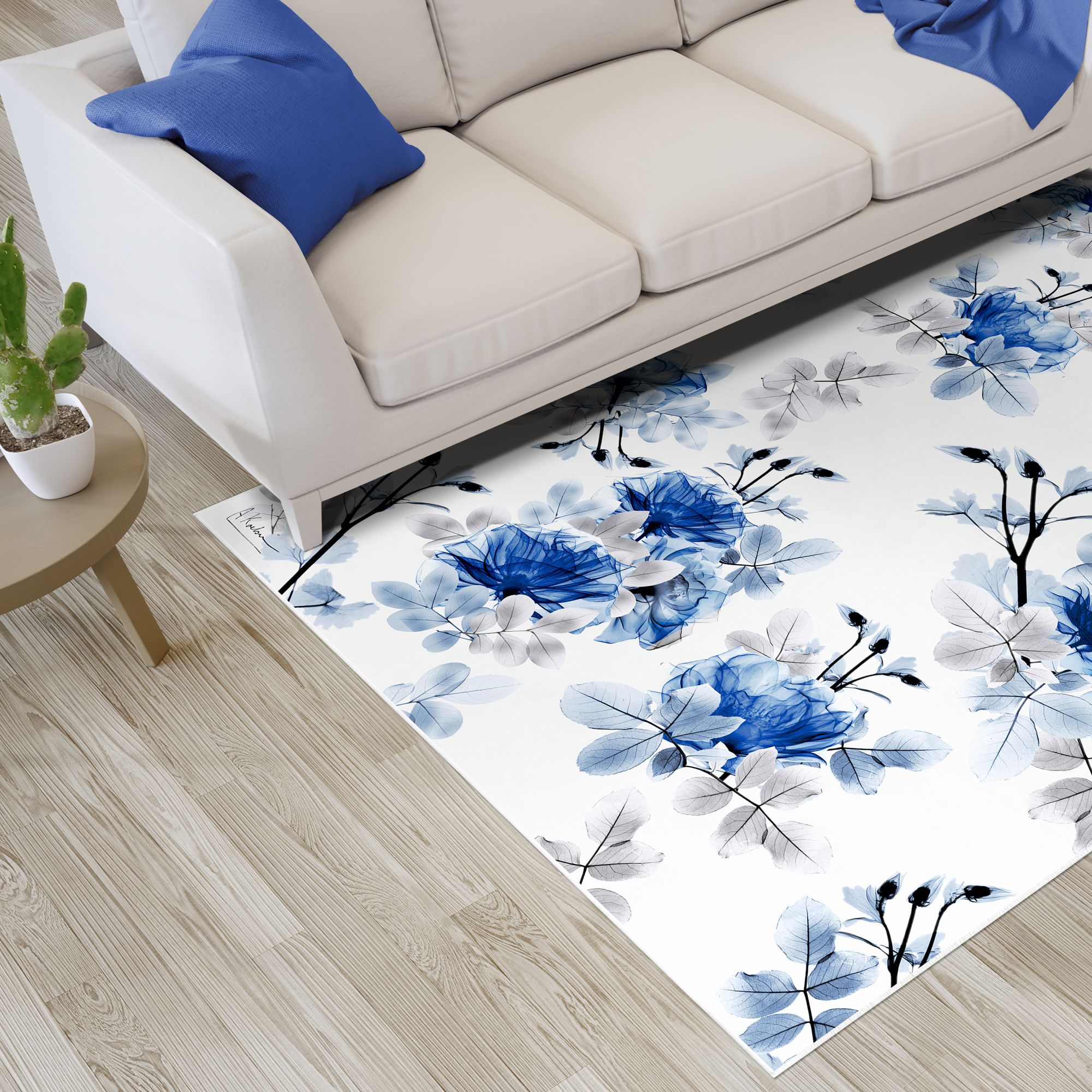 Image 5 Pointless Friction Washable Flowers Art Area Rug size 5'x8' more views