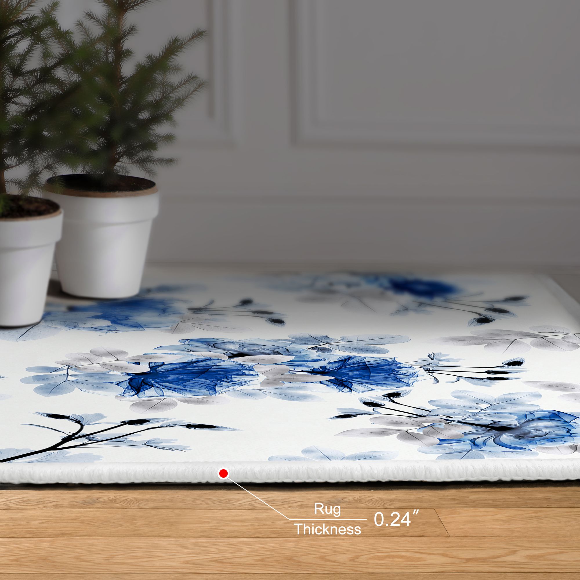 Image 6 Pointless Friction Washable Flowers Art Area Rug size 5'x8' more views