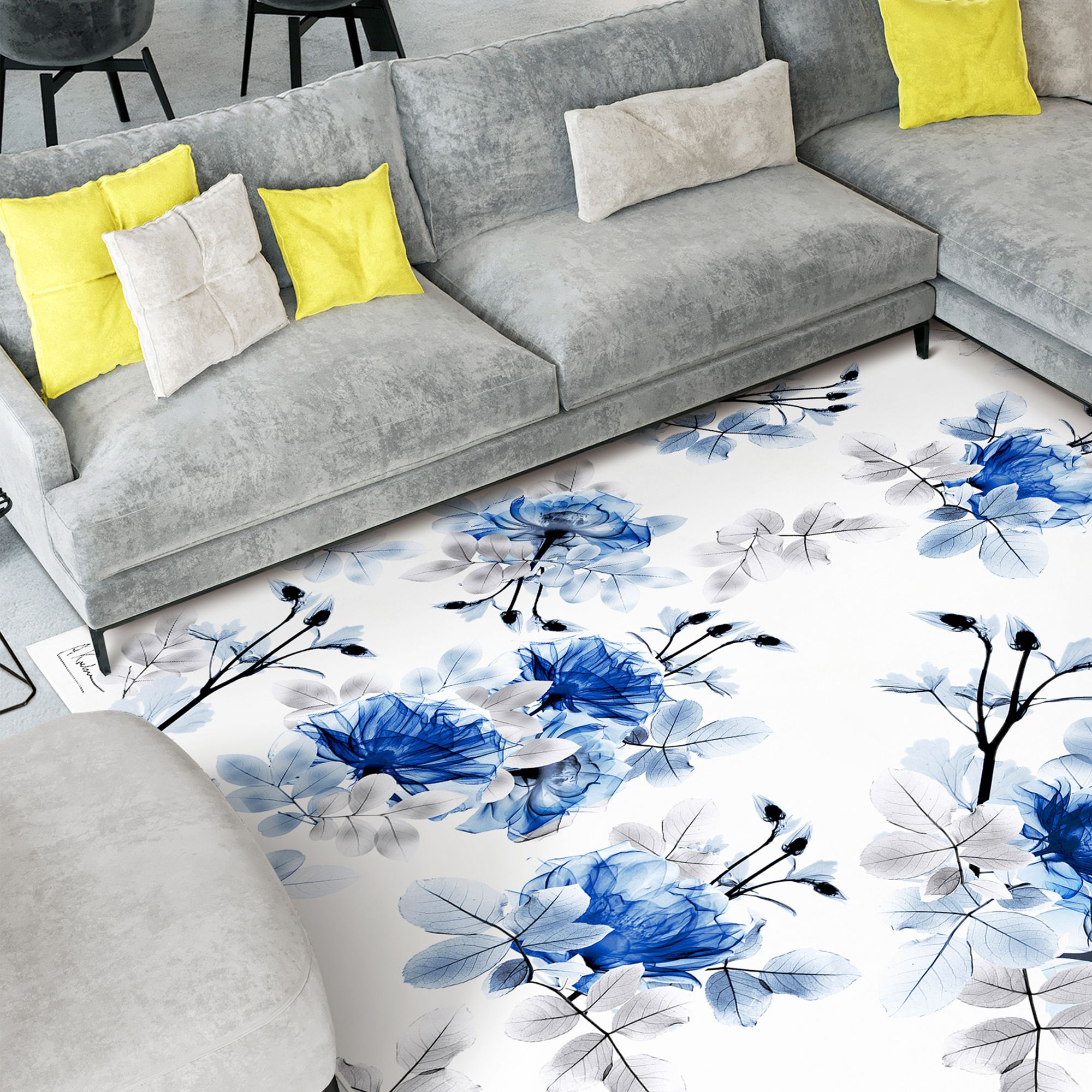 Image 5 Pointless Friction Washable Flowers Art Area Rug size 8'x10' more views