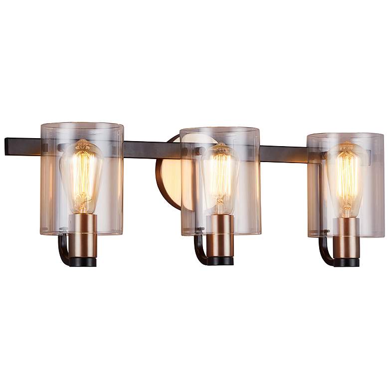 Image 2 Poise 24" Wide Matte Black Brass 3-Light Bath Light