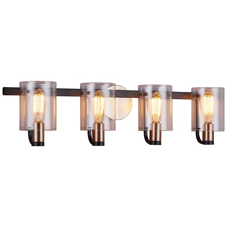 Image 2 Poise 32 1/5" Wide Matte Black Brass 4-Light Bath Light