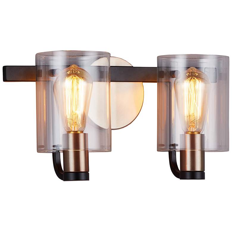 Image 2 Poise 7 3/4" High Matte Black Brass 2-Light Wall Sconce