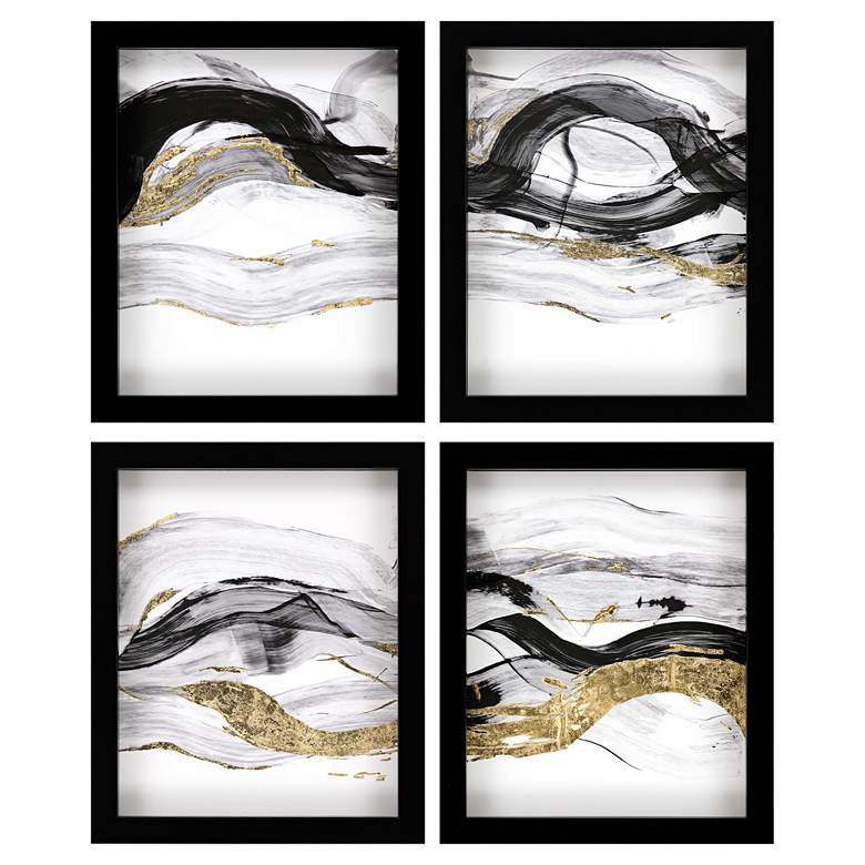 Image 1 Poised 23" High 4-Piece Framed Giclee Wall Art Set