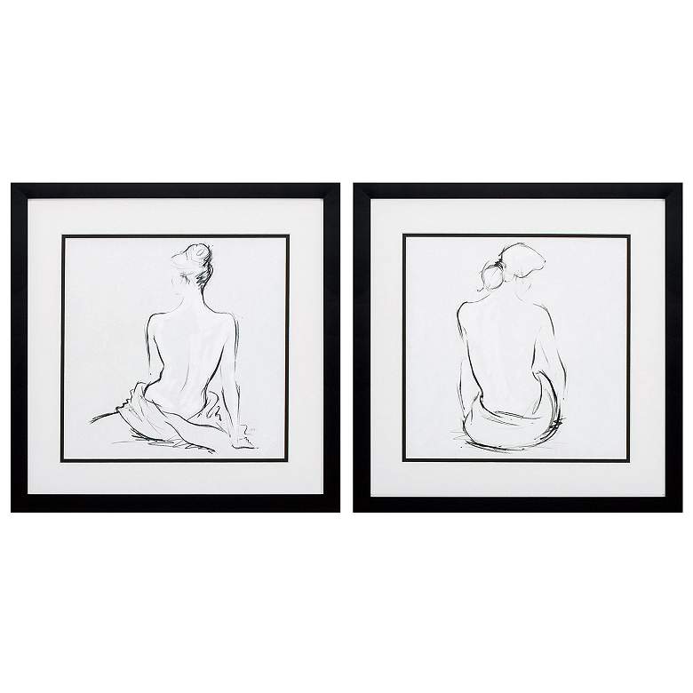 Image 1 Poised Pose 17"W x 17"H Framed Art Set of 2