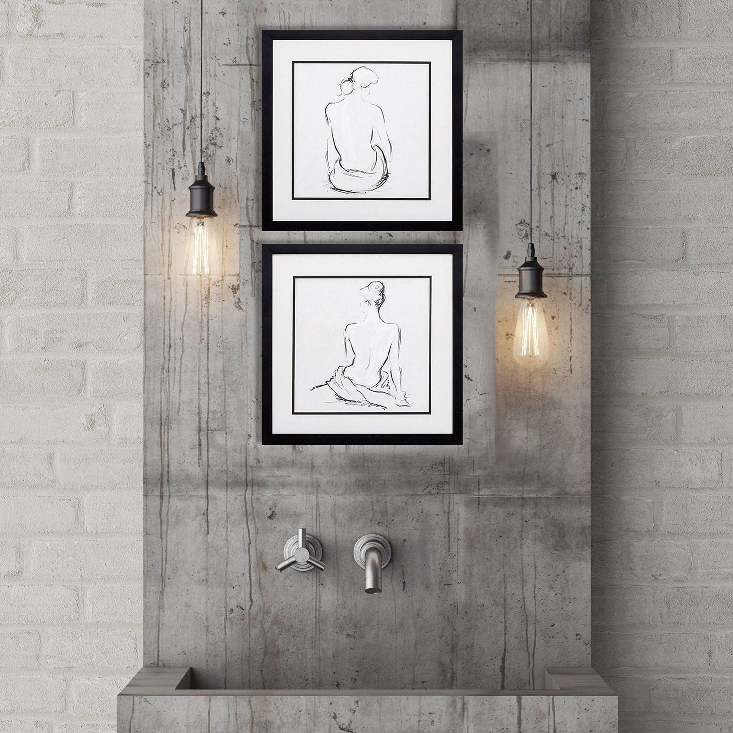 Image 2 Poised Pose 17"W x 17"H Framed Art Set of 2 more views