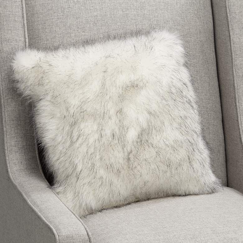Image 1 Polar Bear White 18 inch Square Plush Faux Fur Pillow