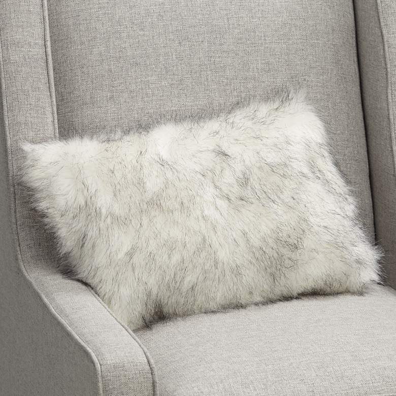 Image 1 Polar Bear White 20 inch x 14 inch Plush Faux Fur Pillow