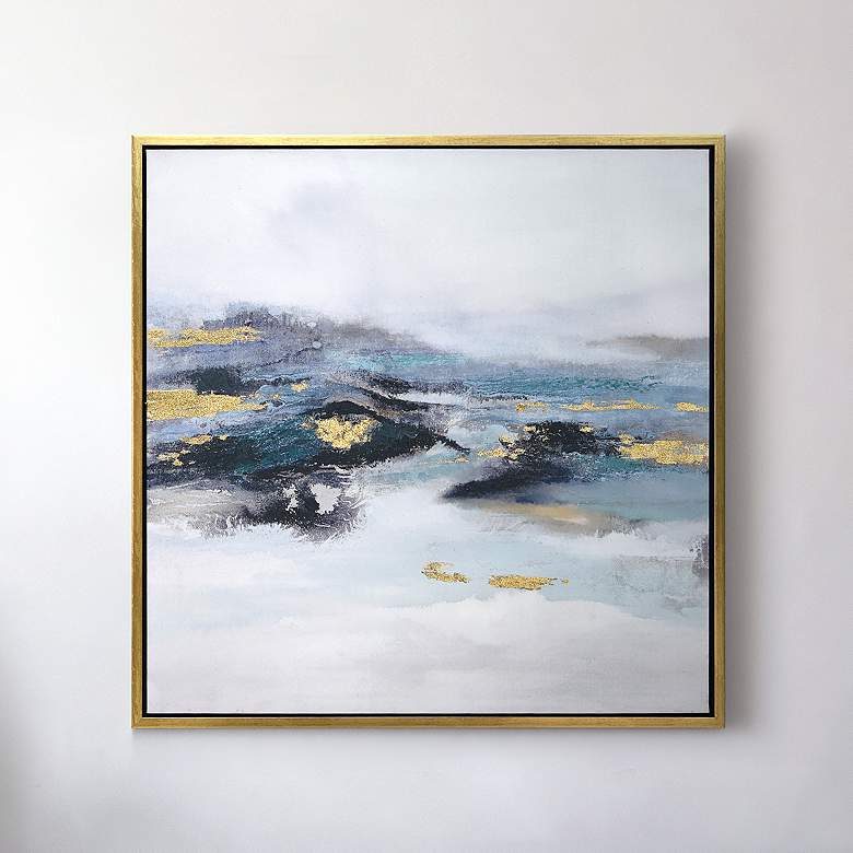 Image 2 Polar Stream 36" Textured Metallic Framed Canvas Wall Art