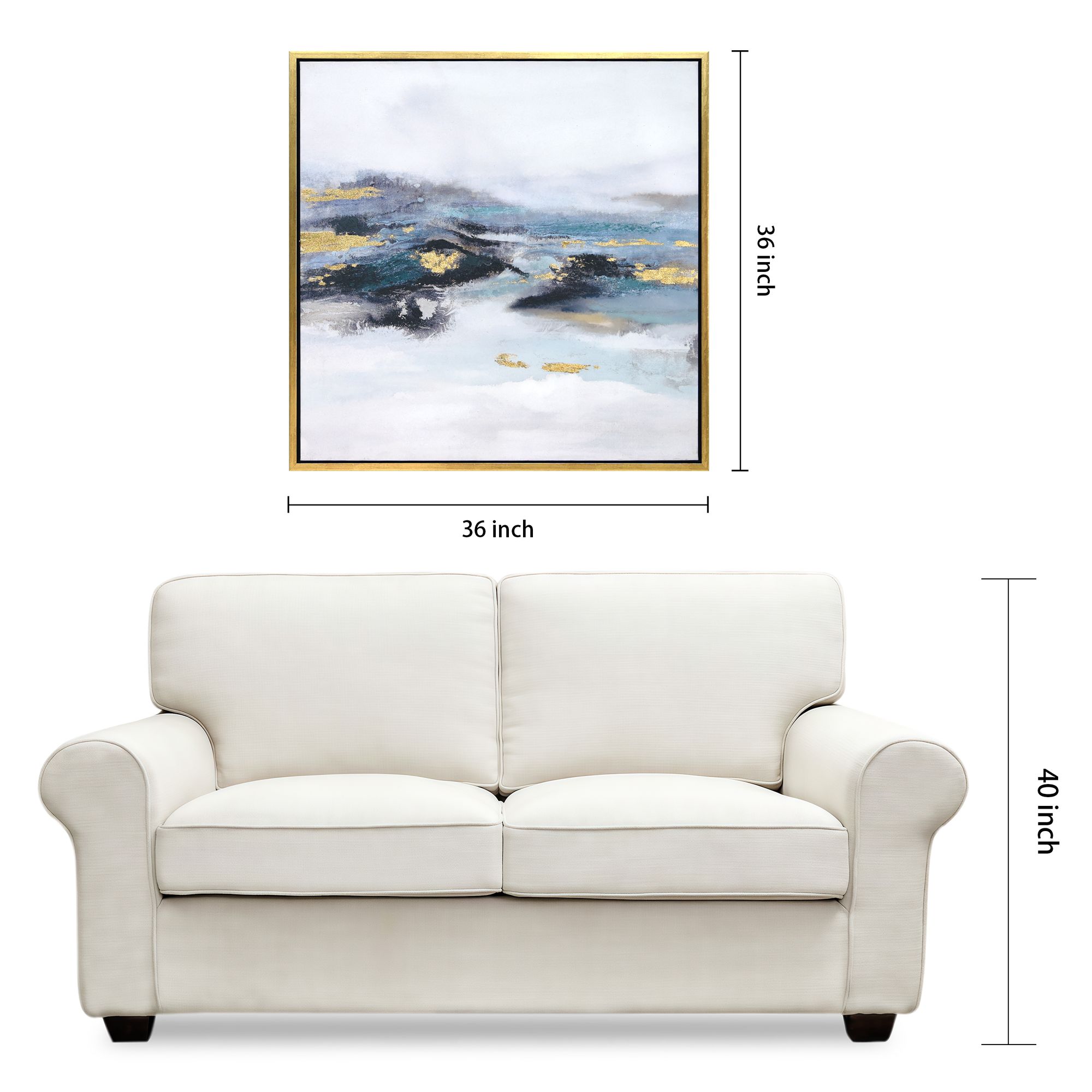 Polar Stream 36" Textured Metallic Framed Canvas Wall Art in scene