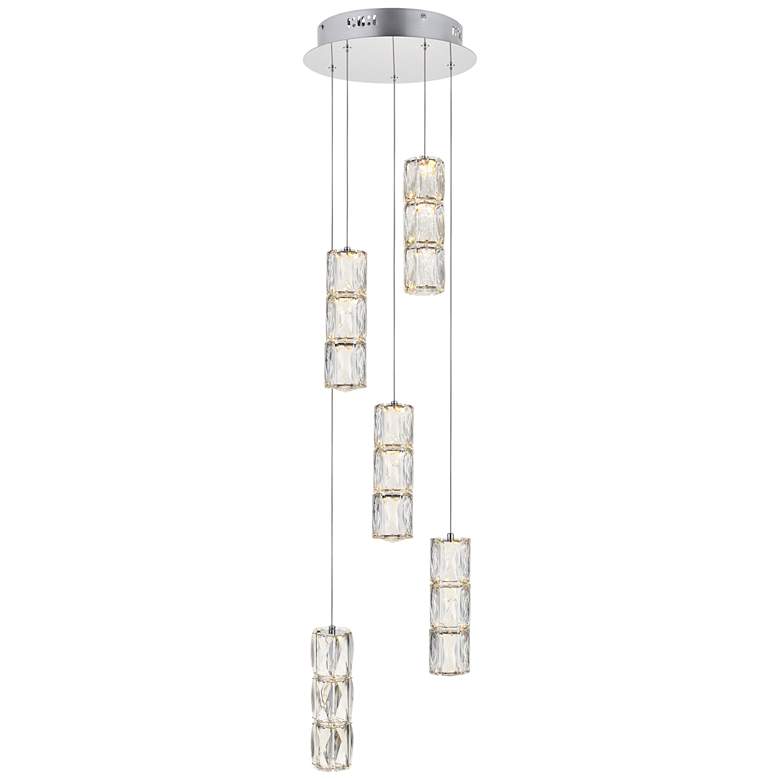 Image 2 Polaris 12" Wide Chrome and Crystal LED Multi Light Pendant