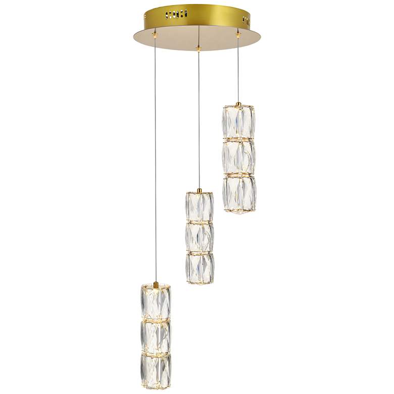 Image 2 Polaris 12" Wide Gold Crystal LED Multi Light Pendant