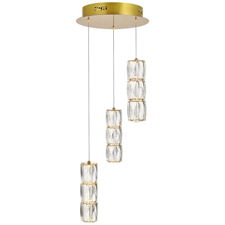 Image 2 Polaris 12 inch Wide Gold Crystal LED Multi Light Pendant