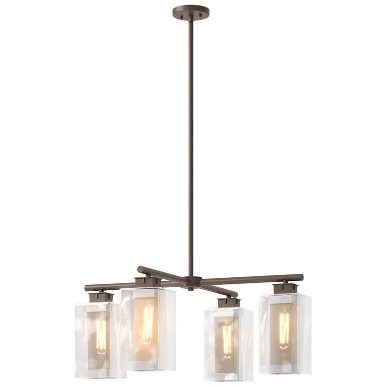 Image 1 Polaris 13.4 inchH 4-Light Silver Accent Bronze Outdoor Pendant w/ Clear S