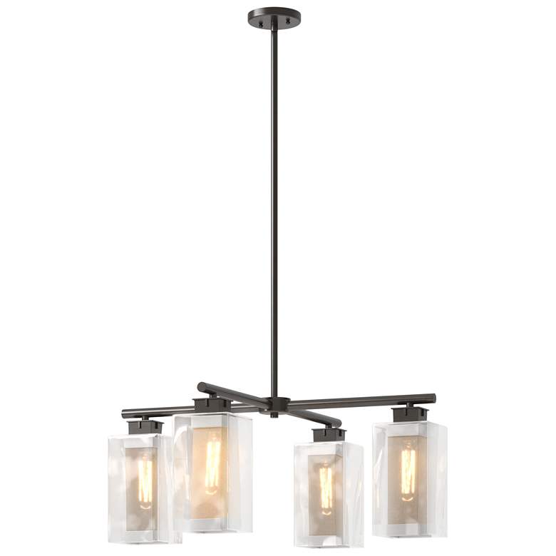 Image 1 Polaris 13.4"H 4-Light Silver Accent Bronze Outdoor Pendant w/ Clear S