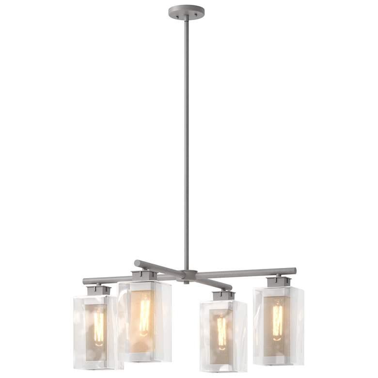 Image 1 Polaris 13.4"H 4-Light Silver Accented Steel Outdoor Pendant w/ Clear